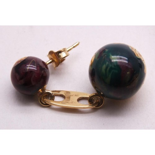 303 - VINTAGE DESIGNER 18ct GOLD GEMSTONE STUD DANGLE EARRINGS APPROX LENGTH 3.5cm- WEIGHT 11.3g