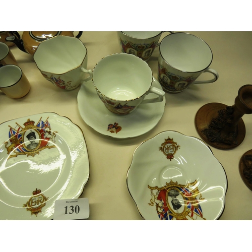 130 - TWO ANTIQUE CHILDS TEASETS, COMMEMORATIVE CUPS AND SAUCERS ETC