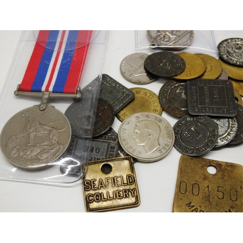 1 - MEDALS, TOKENS, PIT CHECKS, COINS- INCLUDING SILVER