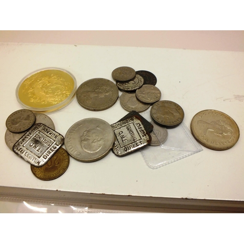 4 - TUB OF COINS, TOKENS AND BANKNOTES