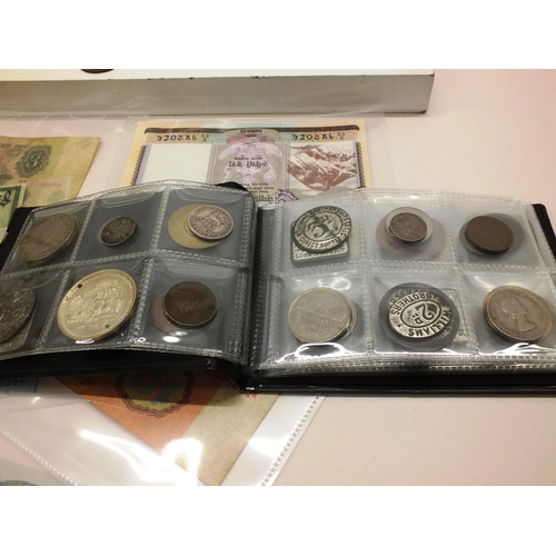 4 - TUB OF COINS, TOKENS AND BANKNOTES