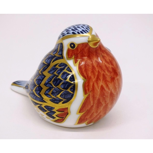 325 - ROYAL CROWN DERBY WINTER ROBIN WITH SILVER STOPPER