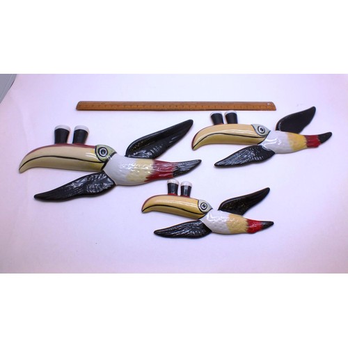 239 - SET OF THREE GUINNESS FLYING TOUCAN BIRDS- CARLTON WARE