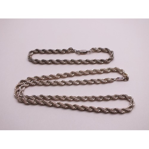 335 - SILVER ROPE NECKLACE AND BRACELET