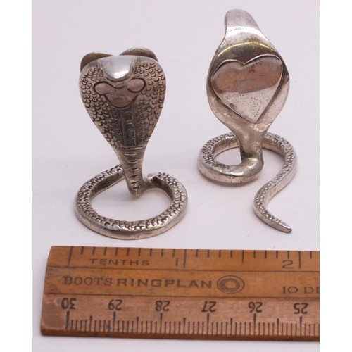 341 - 2 x WHITE METAL SNAKE MATCHSTICK HOLDERS ?