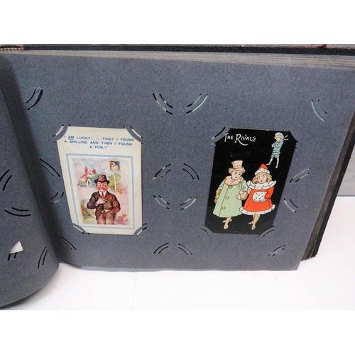 39 - VINTAGE POSTCARD ALBUM TO INCLUDE COLLECTION OF COMICAL, GREETING AND TOPOGRAPHICAL POSTCARDS