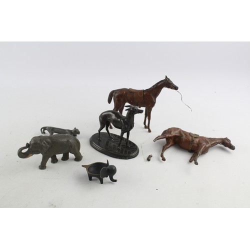 664 - 6 x Vintage Metal Animal Ornaments Inc Kayserzinn Pewter Jaguar, Greyhound Etc