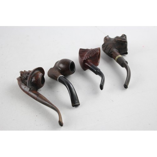 670 - 4 x Assorted Vintage Carved Estate SMOKING PIPES Inc Bull, Shoe, Heads