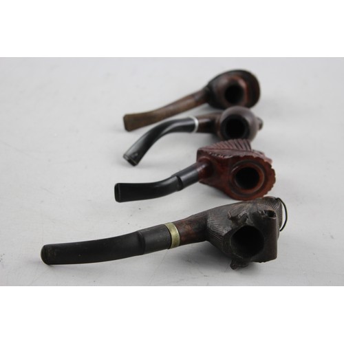 670 - 4 x Assorted Vintage Carved Estate SMOKING PIPES Inc Bull, Shoe, Heads