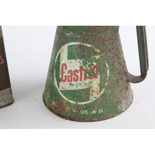 676 - 2 x Vintage Assorted Automobilia Oil Cans Inc Castrol, Esso