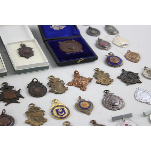 678 - 60 x Antique / Vintage FOBS / MEDALLIONS Inc Silver Plate, Blank, Enamel Etc