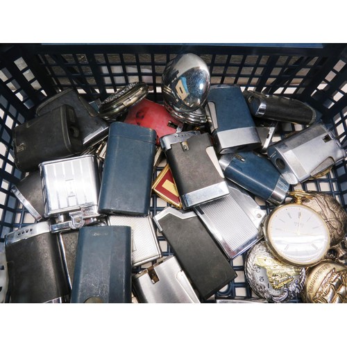 207 - 33 x POCKET LIGHTERS, 7 x POCKET WATCHES AND 4x CIGARETTE CASES