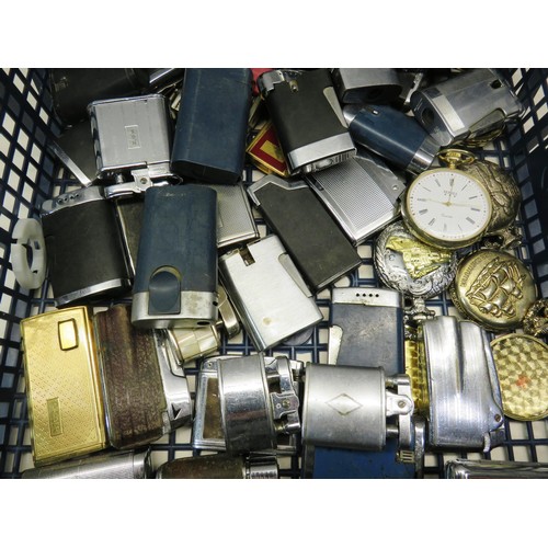 207 - 33 x POCKET LIGHTERS, 7 x POCKET WATCHES AND 4x CIGARETTE CASES