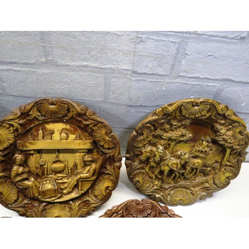 208 - 8 x UNIQUE WOOD CARVED HANGING PLATES