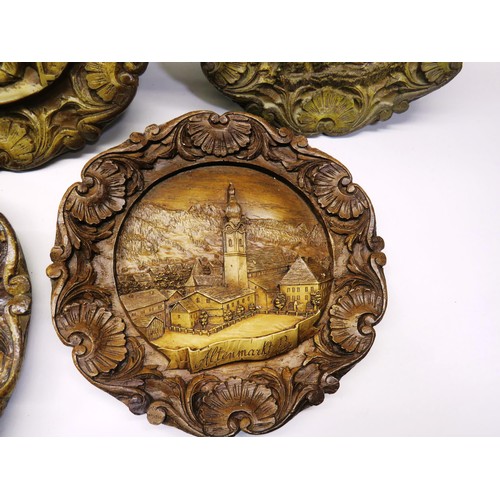 208 - 8 x UNIQUE WOOD CARVED HANGING PLATES