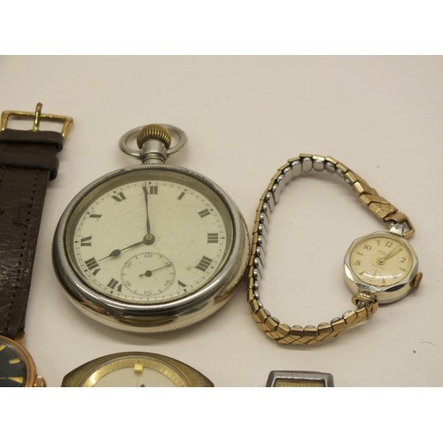 261 - VINTAGE WATCHES INCLUDING TWO MILITARY STYLE WITH BLACK DIALS AND ONE SILVER