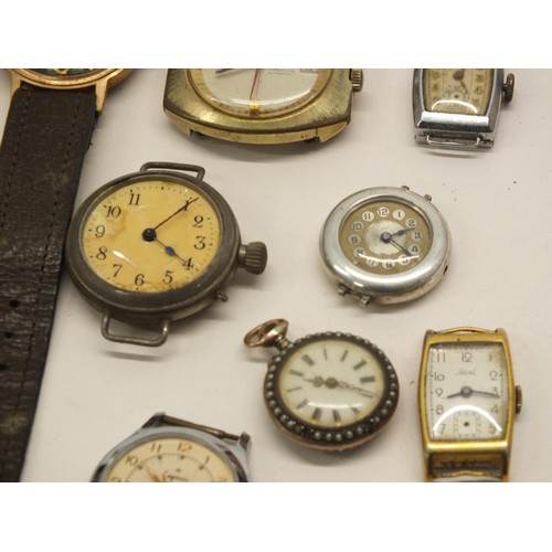 261 - VINTAGE WATCHES INCLUDING TWO MILITARY STYLE WITH BLACK DIALS AND ONE SILVER