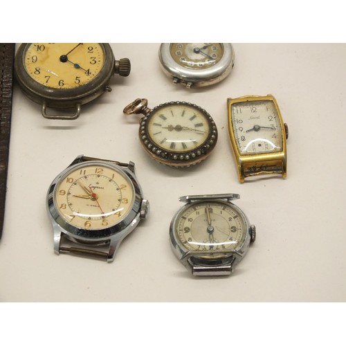 261 - VINTAGE WATCHES INCLUDING TWO MILITARY STYLE WITH BLACK DIALS AND ONE SILVER