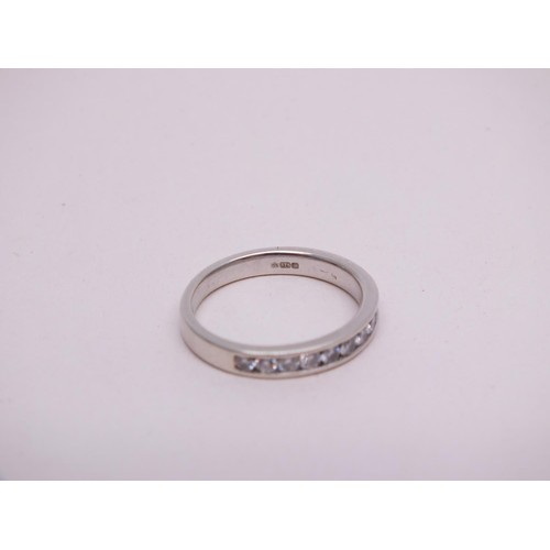 271 - 9ct WHITE GOLD HALF ETERNITY AND DIAMOND RING ONE CARAT OF DIAMONDS