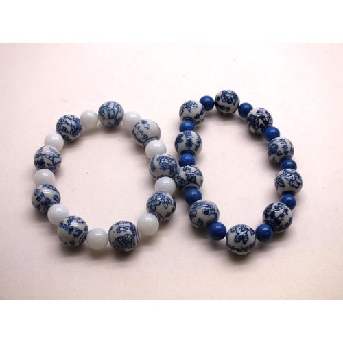 16 - TWO ORIENTAL BLUE & WHITE BRACELETS