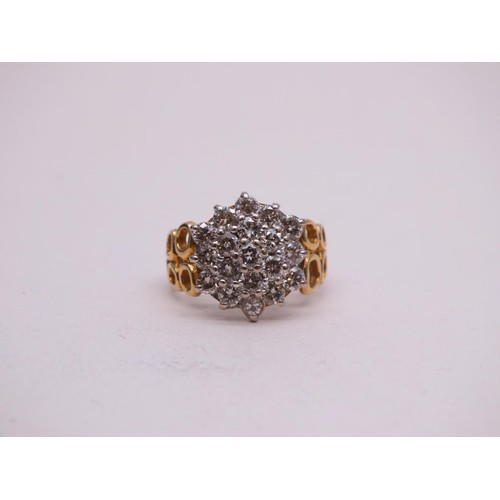 84 - 18ct GOLD DIAMOND CLUSTER RING APPROX 1.5ct DIAMONDS