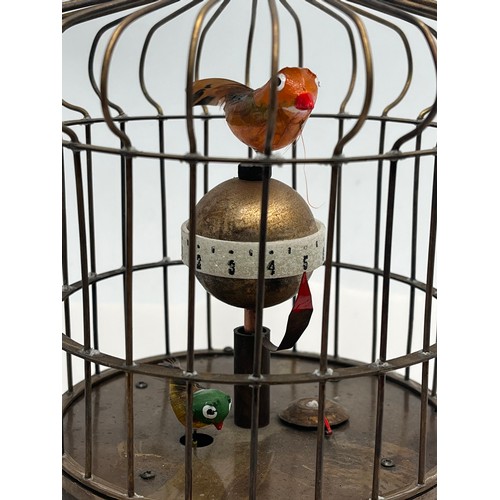 244 - MUSICAL BRASS BIRD CAGE CLOCK