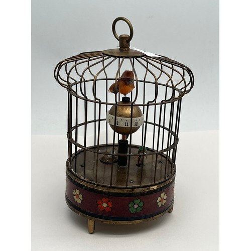 244 - MUSICAL BRASS BIRD CAGE CLOCK