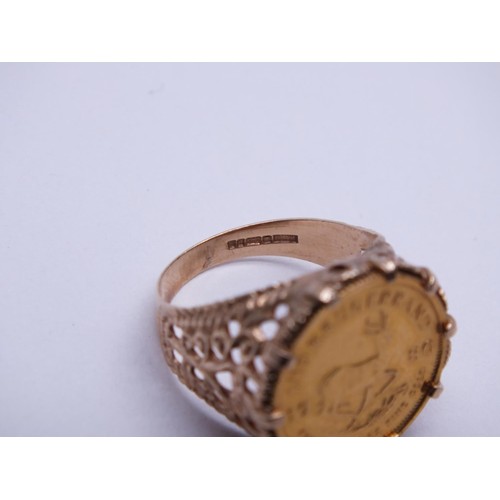 228 - 1980 KRUGERRAND COIN RING 9ct SIZE M- 6.4g