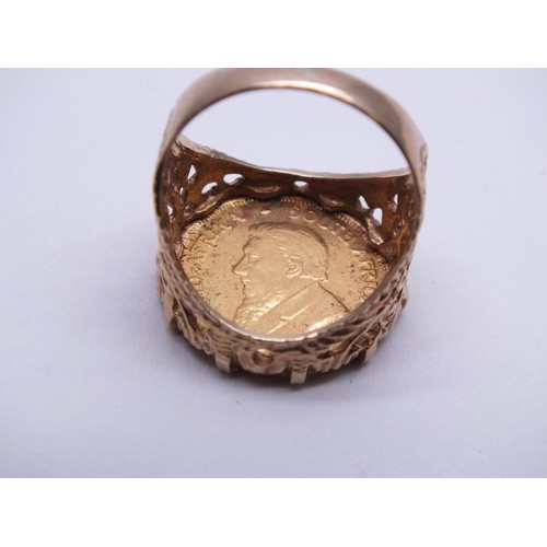 228 - 1980 KRUGERRAND COIN RING 9ct SIZE M- 6.4g