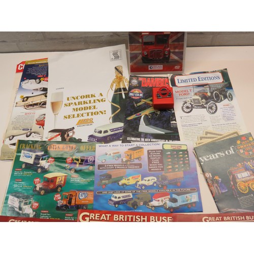 106 - JOB LOT OF DIECAST EPHEMERA TO INCLUDE POSTERS, DVD'S ETC