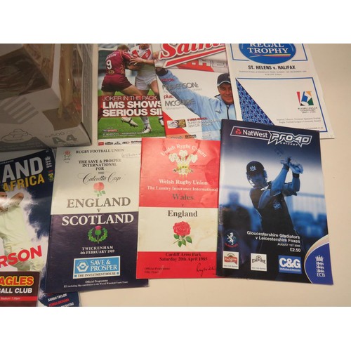 113 - OVER 90 RUGBY LEAGUE PROGRAMMES INCLUDES ENGLAND TEST MATCH, CRICKET, RUGBY UNION ETC