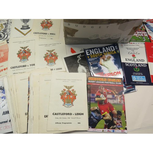 113 - OVER 90 RUGBY LEAGUE PROGRAMMES INCLUDES ENGLAND TEST MATCH, CRICKET, RUGBY UNION ETC