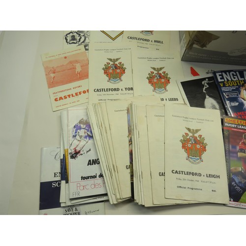 113 - OVER 90 RUGBY LEAGUE PROGRAMMES INCLUDES ENGLAND TEST MATCH, CRICKET, RUGBY UNION ETC