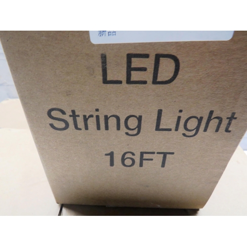 208 - 5 x LED STRING LIGHTS 16FT , 7 x BULBS INCLUDING 1 x SPARE WARM WHITE