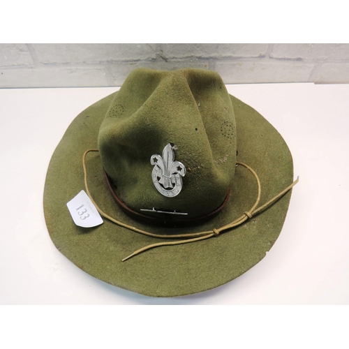 133 - 1960'S SCOUT MASTERS HAT WITH ORIGINAL BADGES