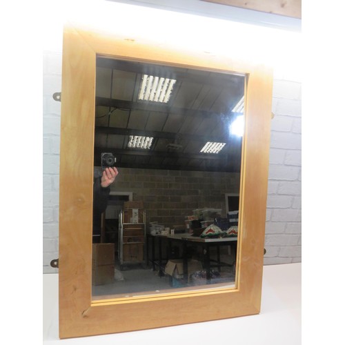 141 - SOLID OAK FRAMED MIRROR 50 x 76CM