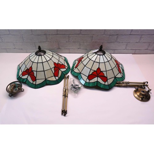 142 - PAIR OF STAINED GLASS CEILLING LIGHTS