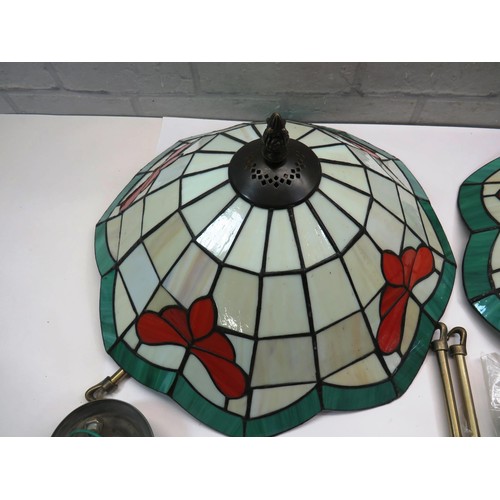 142 - PAIR OF STAINED GLASS CEILLING LIGHTS