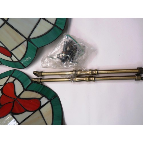 142 - PAIR OF STAINED GLASS CEILLING LIGHTS