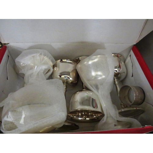 26 - JOB LOT OF SILVERPLATE TO INCLUDE CANDLEABRAS, GOBLETS ETC