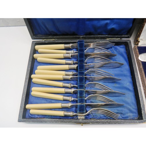 27 - 3 x BOXED SILVERPLATE SETS TO INCLUDE CUTLERY AND SERVING SPOON