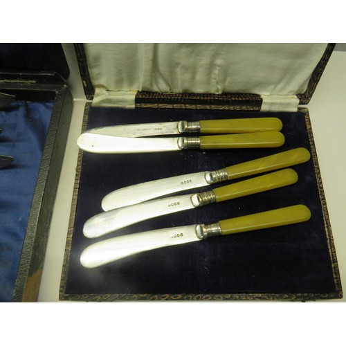 27 - 3 x BOXED SILVERPLATE SETS TO INCLUDE CUTLERY AND SERVING SPOON