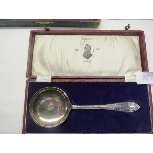 27 - 3 x BOXED SILVERPLATE SETS TO INCLUDE CUTLERY AND SERVING SPOON