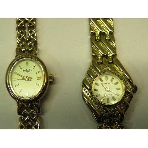 36 - JOB LOT OF GOLD TONE WATCHES PLUS WATCH FACE AND BROOCH TO INCLUDE ROTARY WRISTWATCH AND BRACELET SE... 