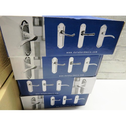 196 - 16  x DALE 5 LEVER MORTICE LOCKS 4 x DALE CHROME HANDLE SETS