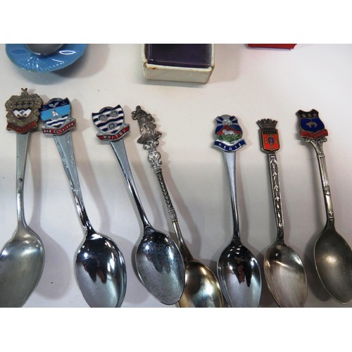 75 - COLLECTION OF SOUVENIR SPOONS INCLUDES MAPPIN & WEBB 950 HALLMARKED SPOON