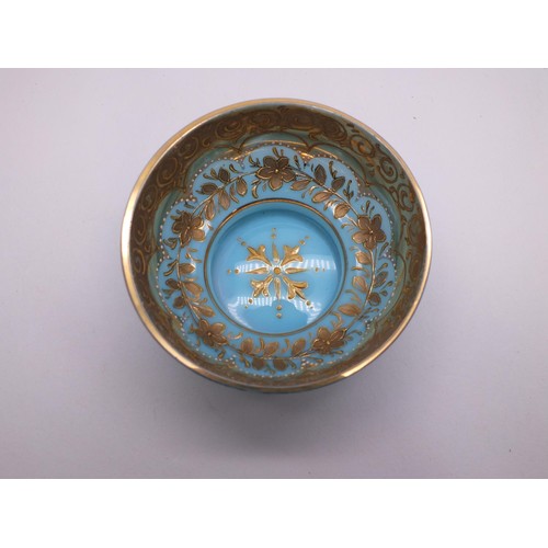 164 - FRENCH GILT & BLUE MINIATURE GLASS BOWL