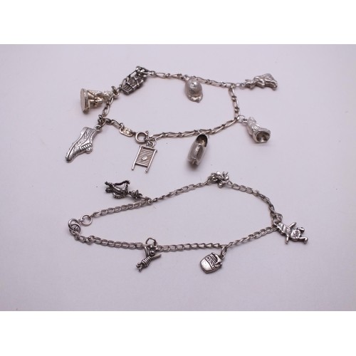 45 - TWO SILVER CHARM BRACELETS