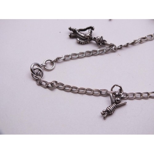 45 - TWO SILVER CHARM BRACELETS