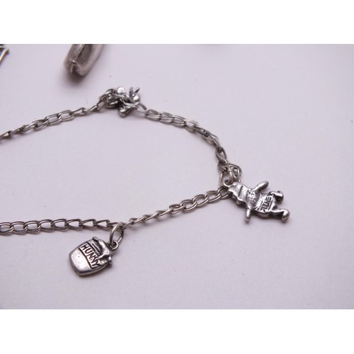 45 - TWO SILVER CHARM BRACELETS